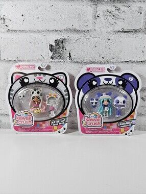 Kawaii Crush Katie Cat Amanda Panda Pop Doll Set NIP Spin Master